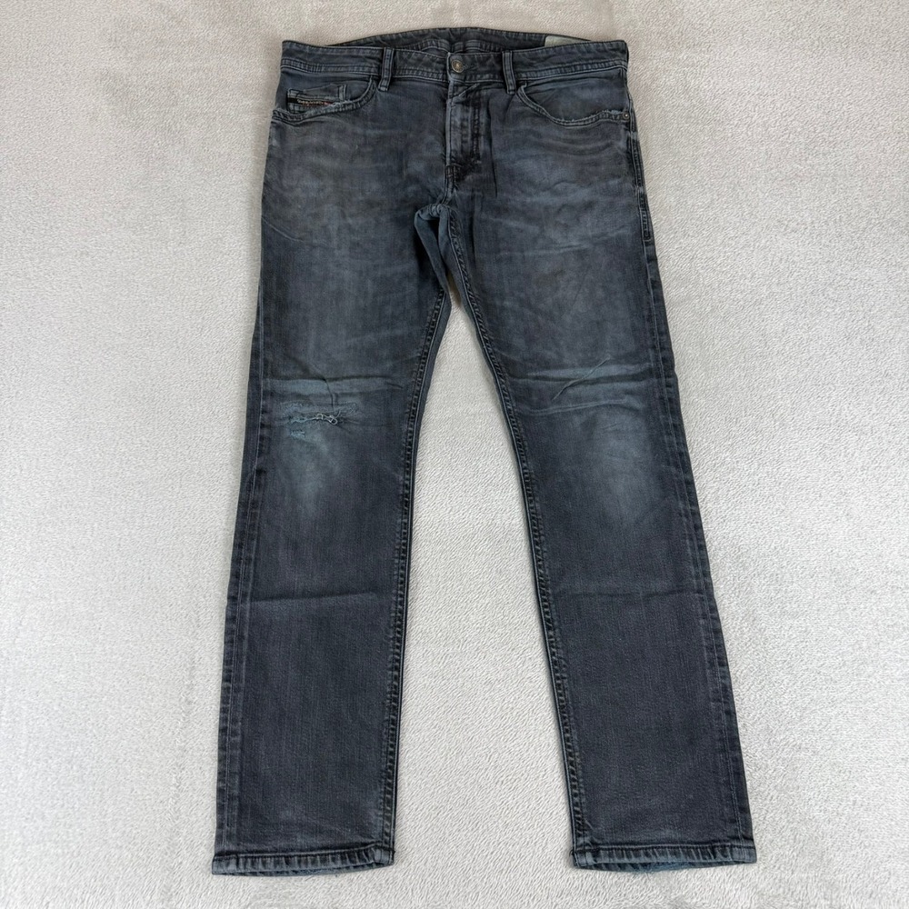 Diesel Thommer-SP Slim Skinny Jeans Mens 34x30 Black Denim Distressed Stretch